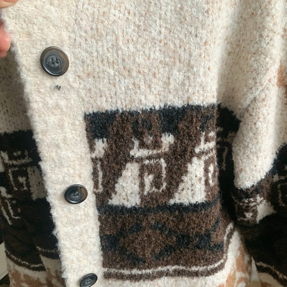 Fair Isle Wool Blend Knit Cardigan Jacket L - Picture 2 of 6